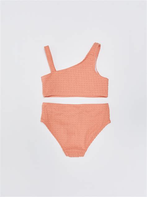 Mercan Kendinden Desenli Kız Çocuk Bikini S DQ Z STC LCW