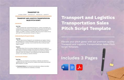 Transport and Logistics Transportation Sales Pitch Script Template in ...