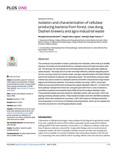 Pdf Isolation And Characterization Of Cellulase Producing Bacteria