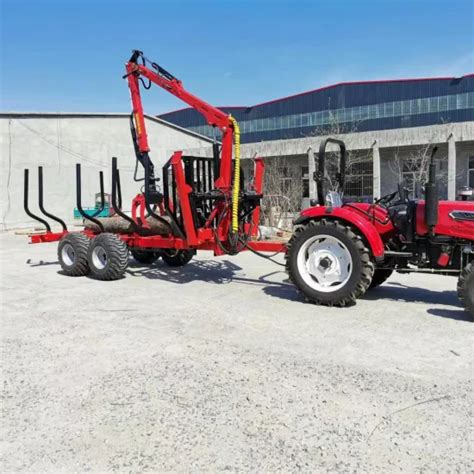 Hydraulic ATV Farm Tractor Log Timber Wood Trailer With Crane Grapple