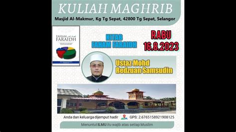 Pengajian Kuliah Berkitab Kitab Faham Faraidh Di Masjid Al