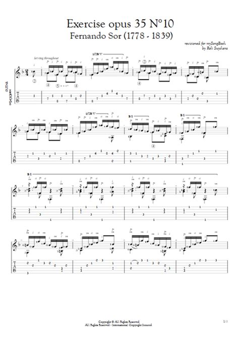 Exercise Opus 35 N10 Tab By Fernando Sor Guitar Pro Solo Guitar