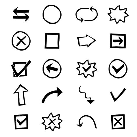 Doodles Set Of Hand Drawn Design Elements With Shapes Sign Shapes