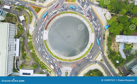 Hotel Indonesia Roundabout with Crowded Vehicles Editorial Photo ...