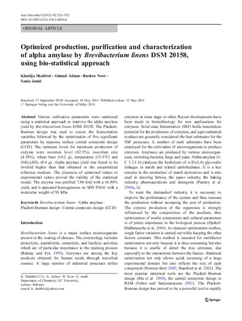 Pdf Optimized Production Purification And Characterization Of Alpha