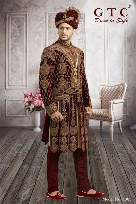 Buy Maroon Wedding Wear Heavy Designer Indo Western Sherwani