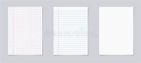 Set of Realistic Blank Sheets of Square and Lined Paper Stock Vector ...