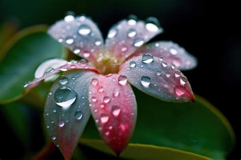 Una Flor Con Gotas De Agua Foto Premium