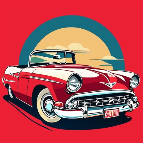 Ilustración de coches clásicos vintage Vector Premium