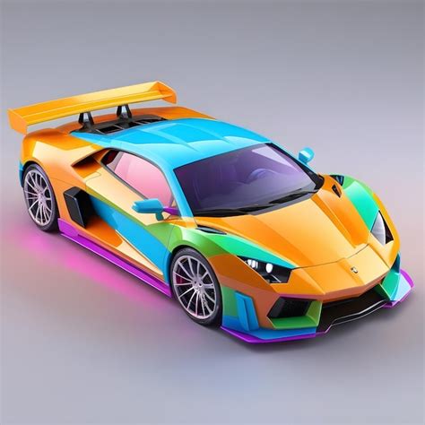 Premium Photo Artistry In Motion A Vibrant MultiColored Sports Car