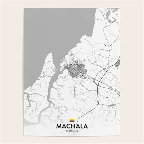 Machala, Ecuador - Light City Map Poster by IMR Designs | Society6