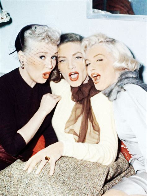 Betty Grable Lauren Bacall Marilyn Monroe On The Set Of How To