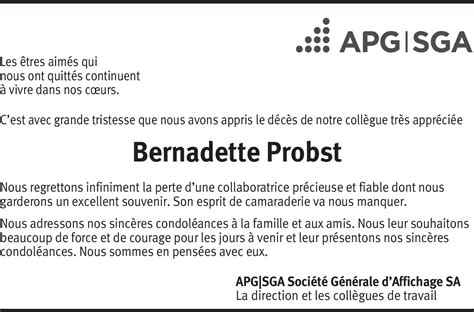 Bernadette Probst Hommages