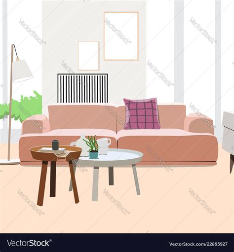 Modern living room interior design Royalty Free Vector Image