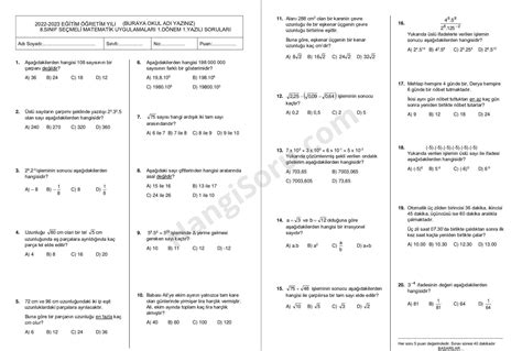 8 Sınıf Matematik 1 Dönem 1 Yazılı Soruları 2023 2024 Hangisoru