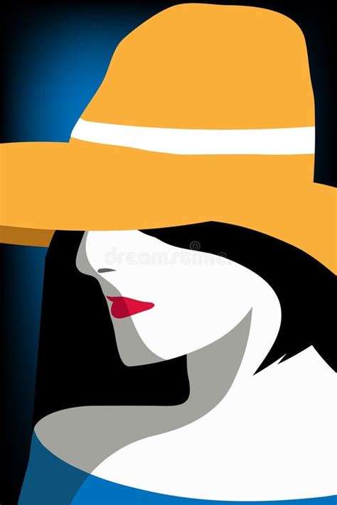 Beautiful Portrait Woman Wearing Elegant Wide Brimmed Hat Stock