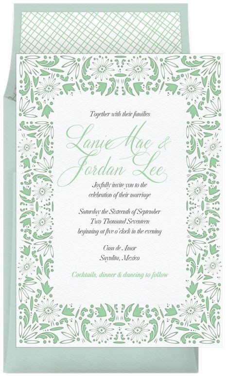 Floral Cutout Invitations In Green Greenvelope Floral