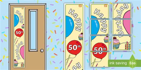 Free 50th Birthday Vertical Door Banner Professor Feito