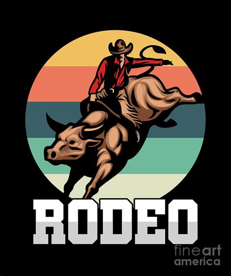 Rodeo Vintage Retro Cowboy Bull Riding Country Gift Digital Art by ...