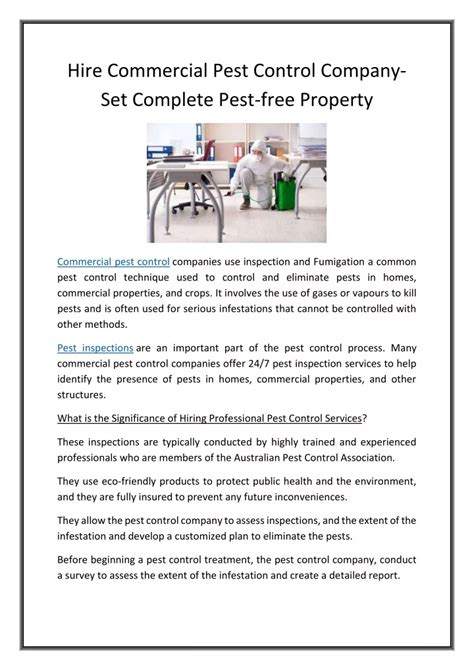 Ppt Hire Commercial Pest Control Company Set Complete Pest Free