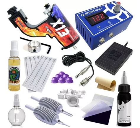 Kit Tatuagem X13 Pop Máquina Rotativa E Fonte Digital Tattoo Frete grátis