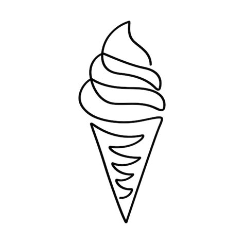 Icono De Comida De Contorno De Arte De Línea De Helado De Cono De Arte