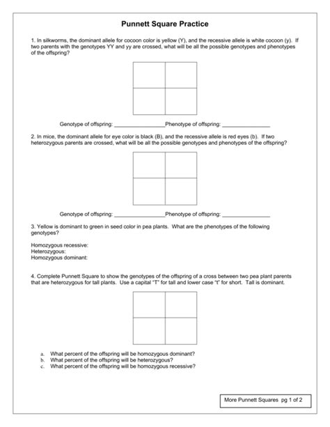 Punnett Square Practice