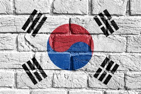 Bandeira Da Coreia Do Sul Na Parede Foto De Stock Imagem De