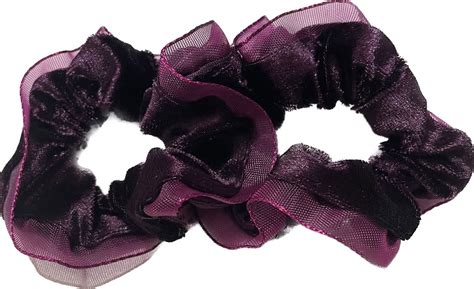 Bling Welurowa gumka do włosów scrunchie 2szt z koronką śliwka