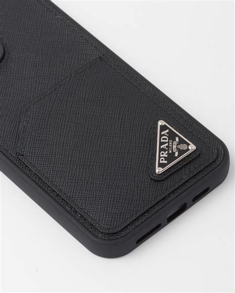 Black Saffiano Leather Cover For Iphone Pro Max Prada