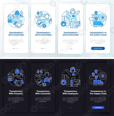 transparency types night  day mode onboarding mobile app screen