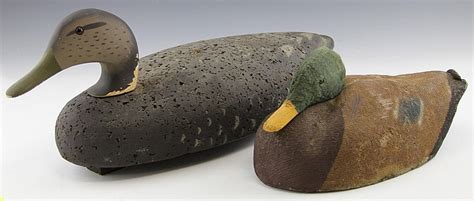 Lot Black Duck Mallard Drake Cork Canvas Decoy