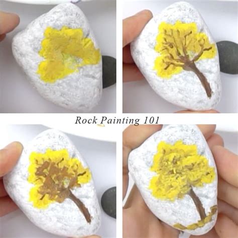 Acrylic Tree Painting Tutorial for Beginners - Rock Painting 101