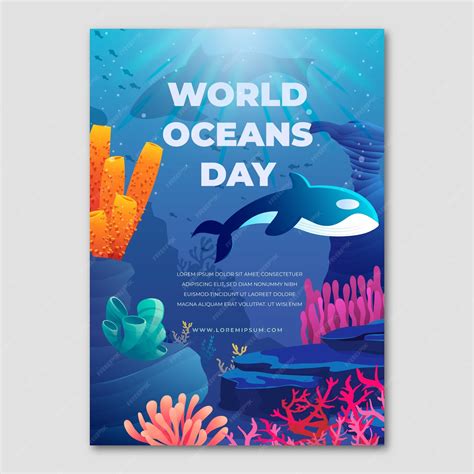 Free Vector Gradient World Oceans Day Vertical Poster Template