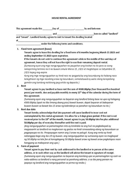 House Rental Agreement PDF | PDF | Leasehold Estate | Landlord