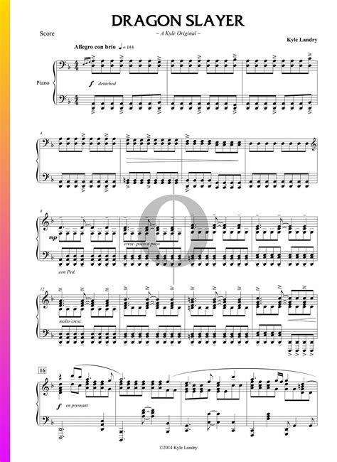 Dragon Slayer Kyle Landry Piano Sheet Music Oktav