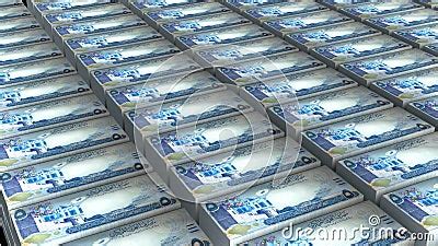 3D Animation Of Bahrain 5 Dinar Banknotes Money Stack Seamless Loop