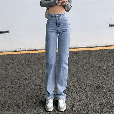 Xpqbb 2023 New High Waist Straight Jeans Women Korean High Street Full