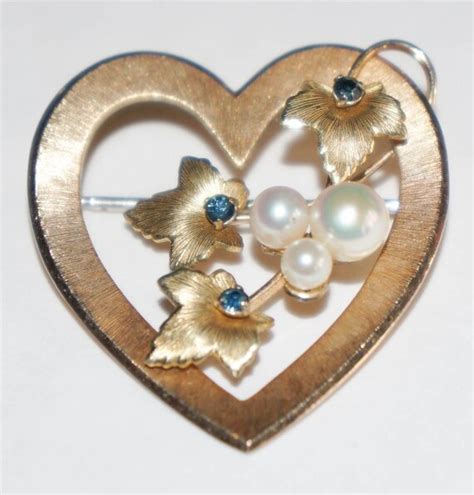 Krementz Vintage Kt Gold Filled Heart Brooch Gem