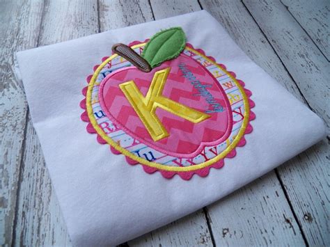 Kindergarten Apple Patch Machine Embroidery Design Etsy