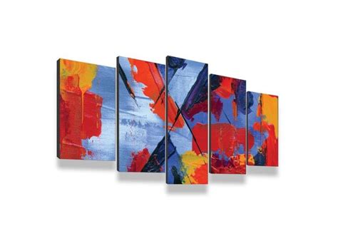 Kit 5 Quadros Decorativos Quarto 135X60 Formas Cores Vivas O Melhor