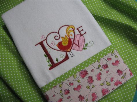 Handmade Embroidered Valentine S Day Towel Etsy