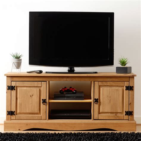 Seconique Corona 2 Door Distressed Waxed Pine Flat Screen TV Unit | Wilko
