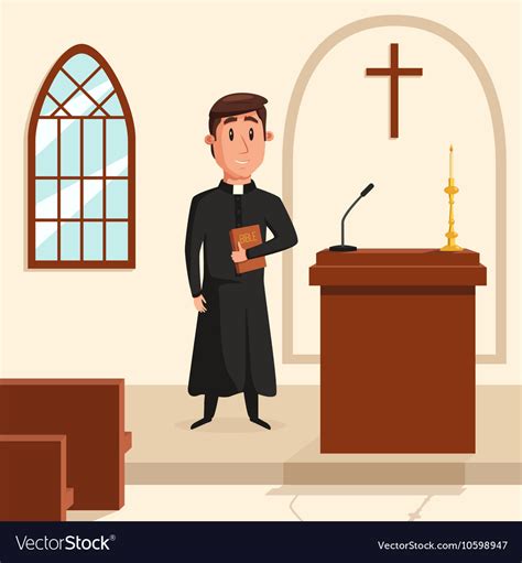 Christian catholic priest preaching at church Vector Image