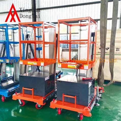 Hydraulic Aerial Platform Manual Material Lift Single Telescopic Mast