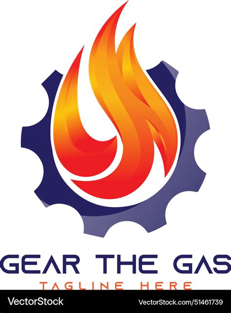 Gas Fire Logo Design With Gear Icon Royalty Free Vector