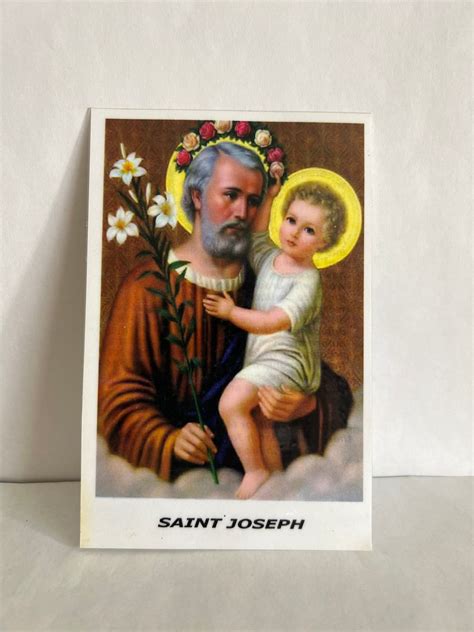 St Joseph 4x6 Laminated Prayer Card in English Tarjeta De Oración San