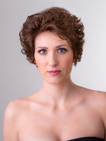 Classic Lady Wig Monofilament 8 Curly Short Brown Synthetic Classic