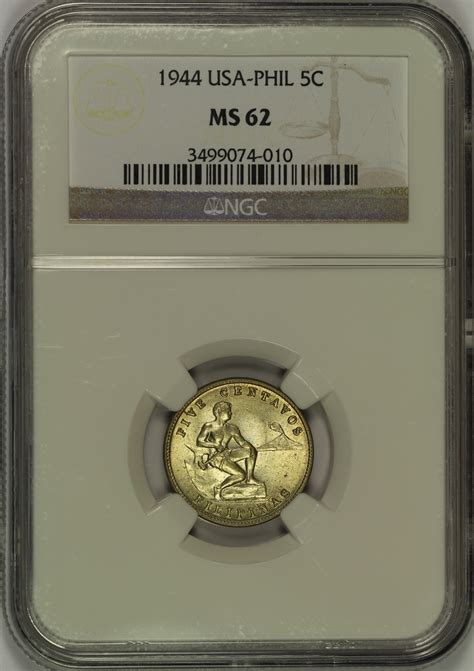 Michael Kittle Rare Coins 1944 Us Philippines 5 Centavos Ngc Ms62