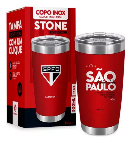 Copo Termico Inox Stone 500ml Times Futebol Sao Paulo Parcelamento